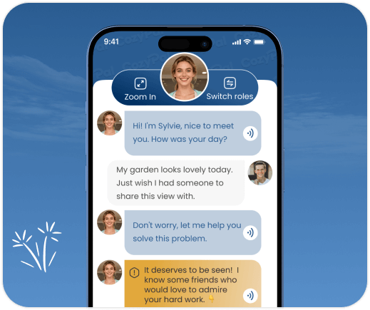 CozyPal App Interface - AI Companions